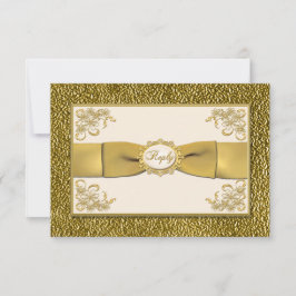 DRUCKTE RIBBON Elfenbein. Gold Floral Reply Card RSVP Karte