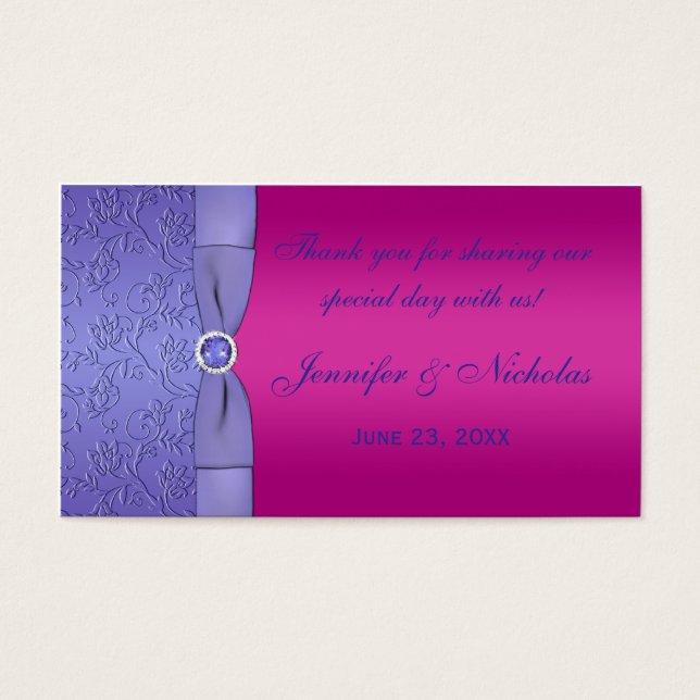 DRUCKTE RIBBON Fuchsia, Lila Gastgeschenk Hochzeit (Vorderseite)