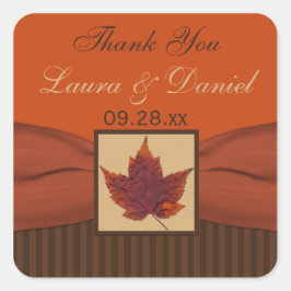 DRUCKTE RIBBON Herbstleaf 1,5" Hochzeitsaufkleber Quadratischer Aufkleber