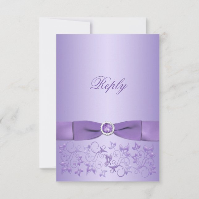 DRUCKTE RIBBON Lilac Floral Repcard RSVP Karte (Vorderseite)