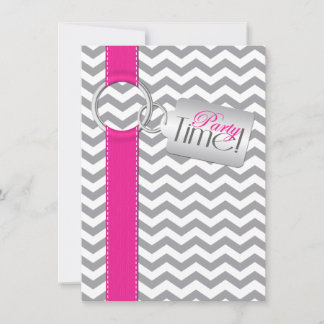 DRUCKTE RIBBON Pink Gray White 21. Geburtstag Part Einladung