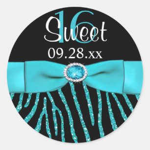 DRUCKTE RIBBON Zebra Sweet 16 Gefälligkeitsaufkleb Runder Aufkleber