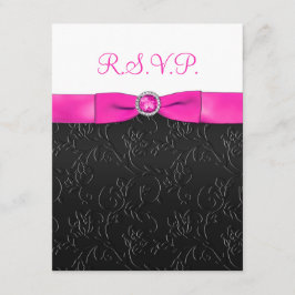 DRUCKTE RIBBONschwarze, Hot-Pink, weiße RSVP-Karte RSVP Karte