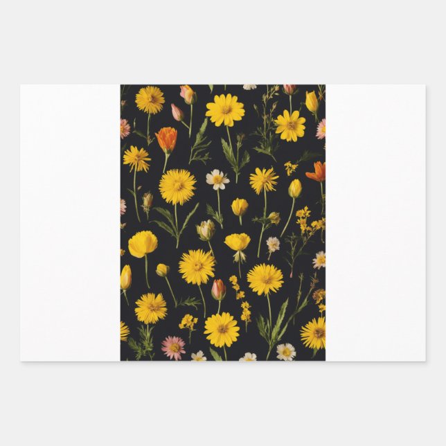 Druckverpackungspapier mit lebendiger Blume Geschenkpapier Set (Vorderseite)