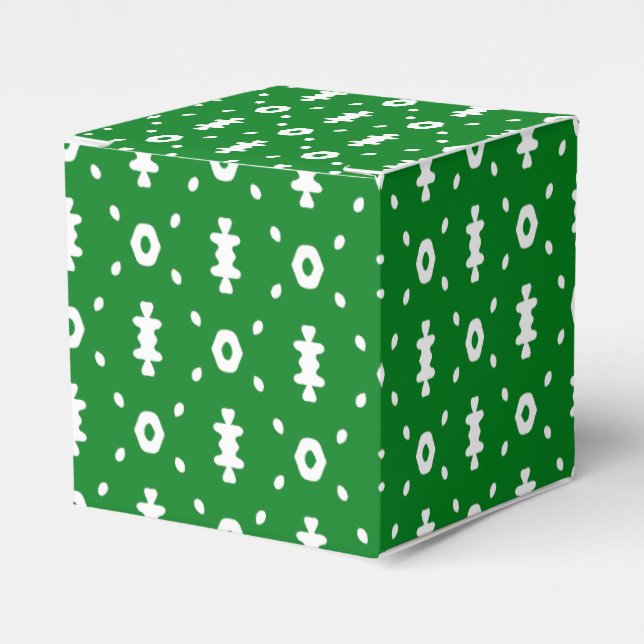 Druckvorschubbox für grüne und weiße Tribale Geschenkschachtel (Vorderseite)