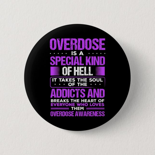 Drug Abuse Purple Ribbon Addict Overdose Awareness Button (Vorderseite)