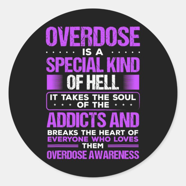 Drug Abuse Purple Ribbon Addict Overdose Awareness Runder Aufkleber (Vorderseite)