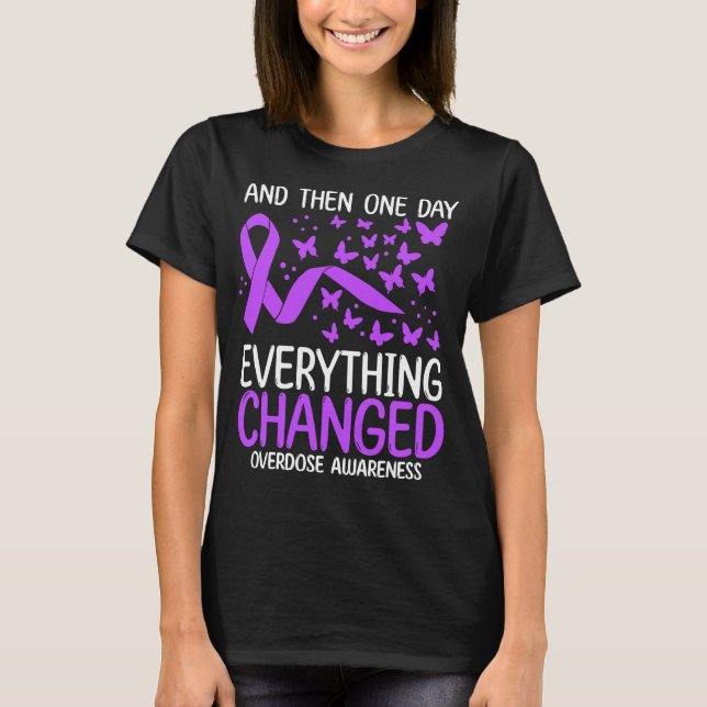 Drug Abuse Ribbon Fighter Overdose Awareness T-Shirt (Vorderseite)
