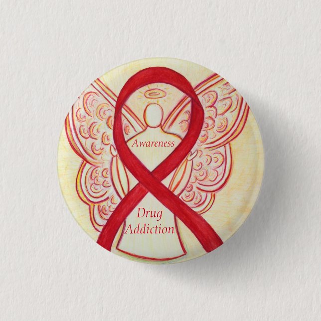 Drug Adware Ribbon Angel Custom Button (Vorderseite)