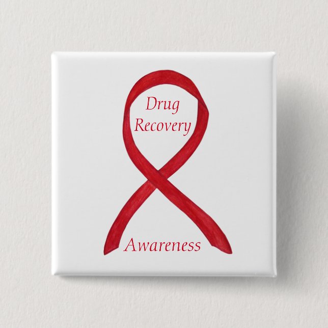 Drug Erholung Awareness Ribbon Custom Button (Vorderseite)