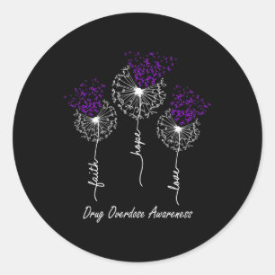 Drug Overdose Awareness Faith Hope Liebe Dandela Runder Aufkleber