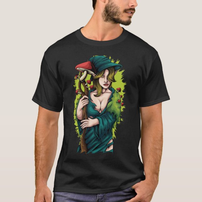 Druid searching for mushrooms T-Shirt (Vorderseite)