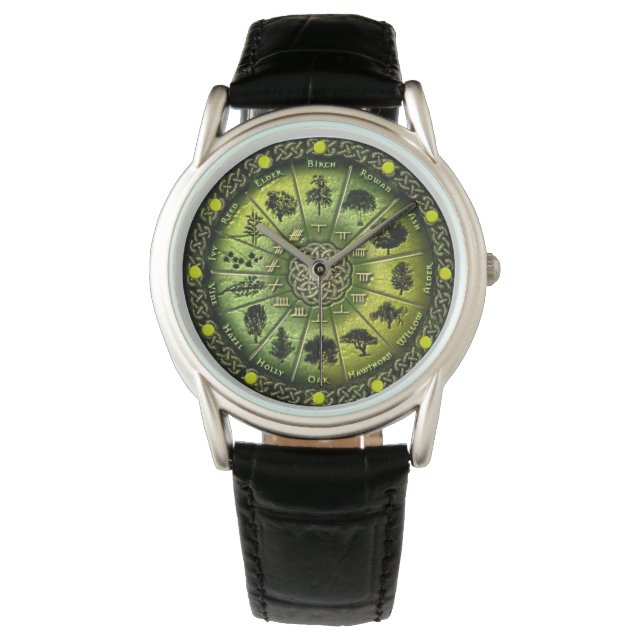 Druid Tree Calendar & Ogham horloge ou montre (devant)