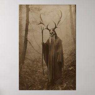 Druide des Waldes, Vintage-Fotografie, Kunst Poster