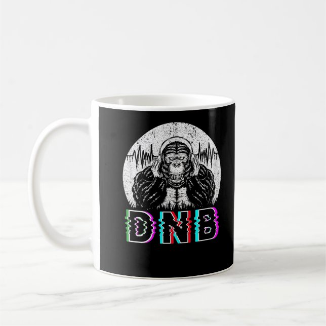 Drum and Bass Electronic Gorilla Vaporwave Music Kaffeetasse (Links)