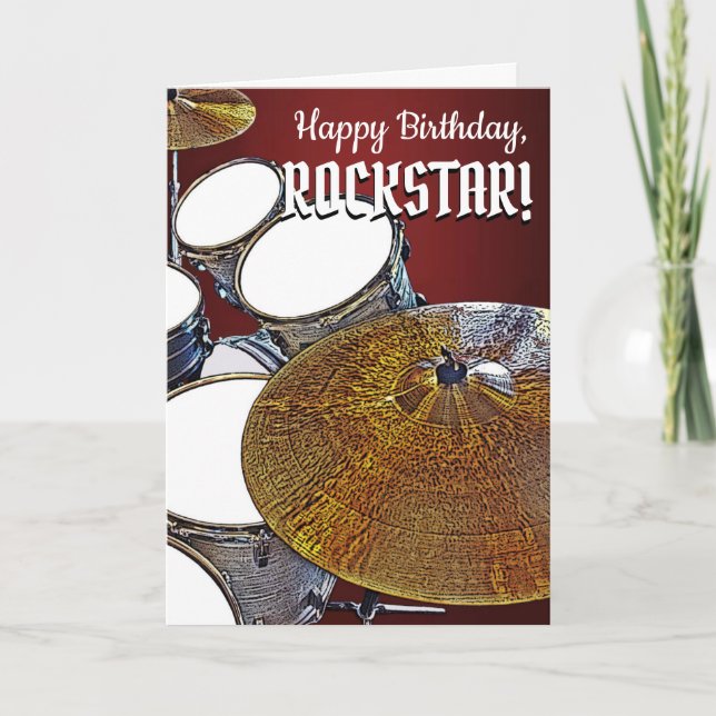 Drum Birthday Card für Musician Drummer Rock Star Karte (Vorderseite)