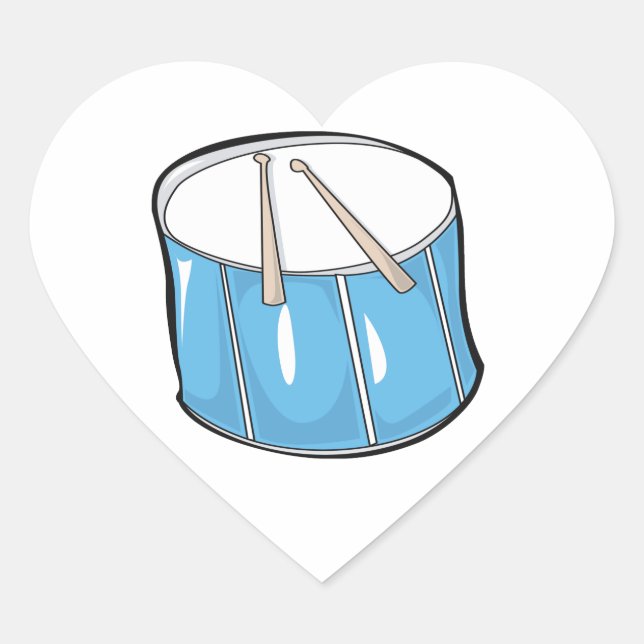 Drum Blue Handdrawn Look Herz-Aufkleber (Vorderseite)