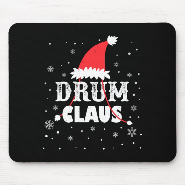 Drum Claus Santa Christmas Drummer Long Sleeve  Mousepad (Vorne)