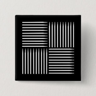 Drum Crosshatch Black Button