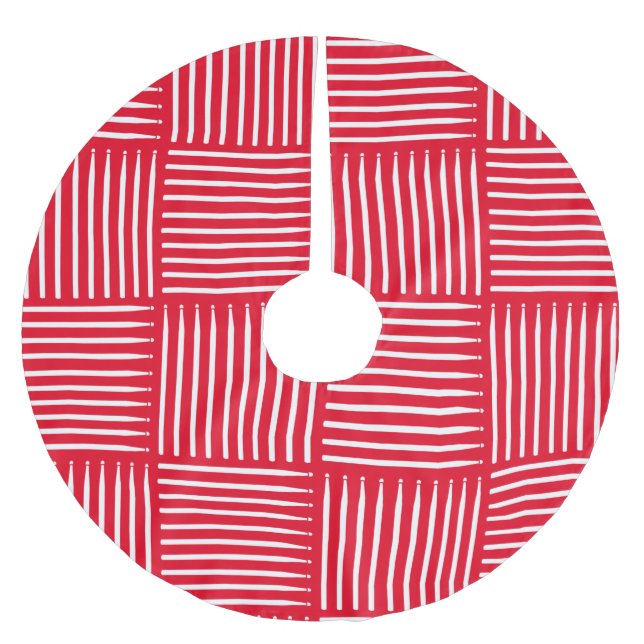 Drum Crosshatch Red Polyester Weihnachtsbaumdecke (Vorderseite)