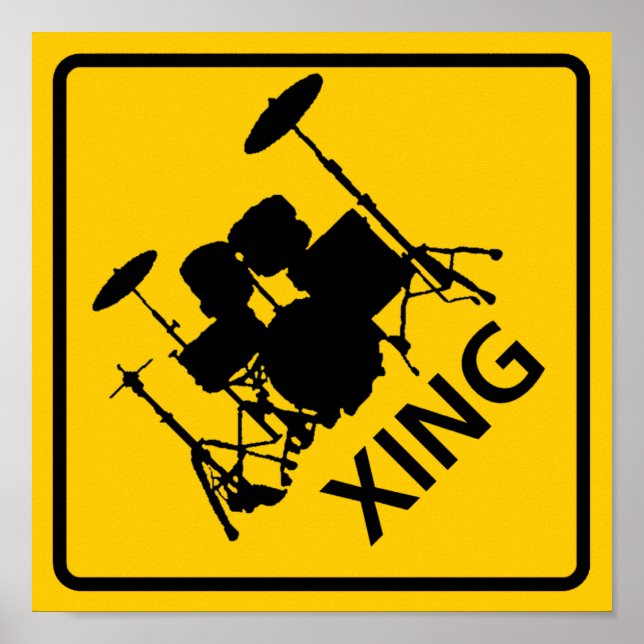 Drum Crossing Highway Sign Poster (Vorne)