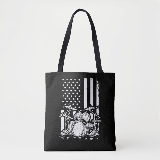Drum Kit American Flag Drummer Musiker Tasche (Vorderseite)