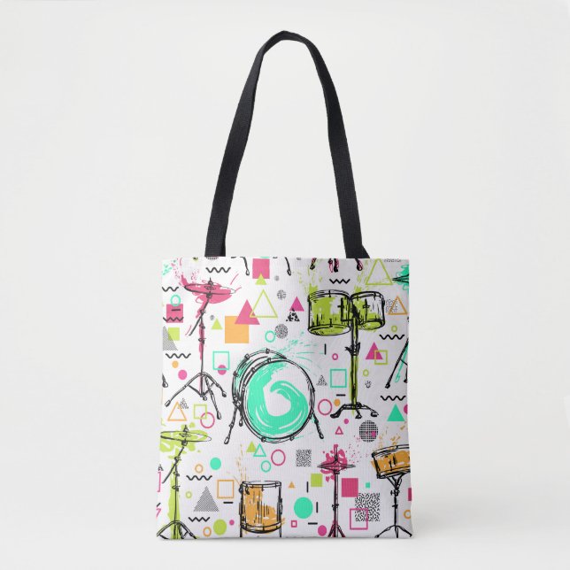 Drum Kit: Das Retro der Wasserfarben-Memphis. Tasche (Vorderseite)