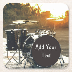 Drum Kit Drummer Rock personalisieren Rechteckiger Pappuntersetzer