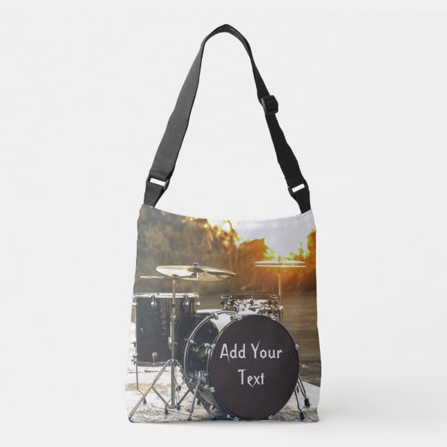 Drum Kit Drummer Rock personalisieren Tragetaschen Mit Langen Trägern (Vorderseite)