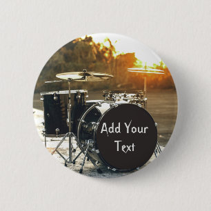 Drum Kit Drummer Rock  Personalize Customize Button