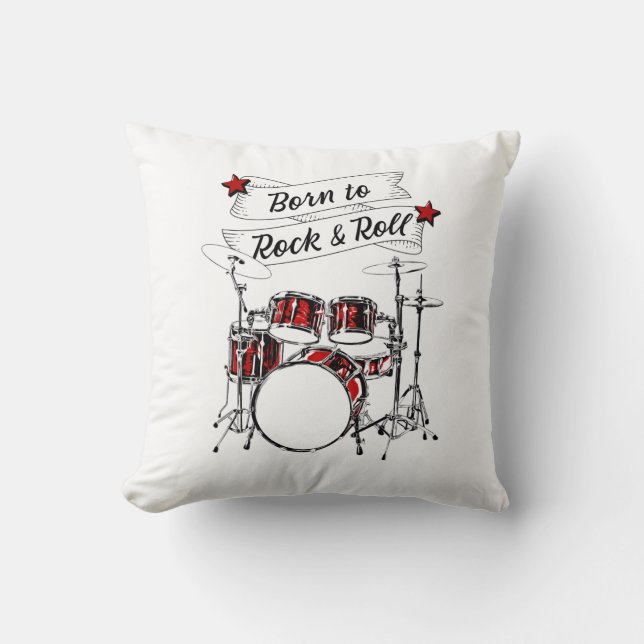 Drum Kit Geboren für Rock & Roll Drummer Kid Drumm Kissen (Vorderseite)