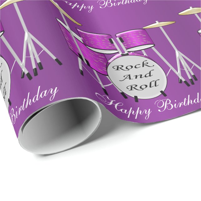 Drum Kit Geburtstag Geschenkpapier (Rolleneckpunkt)