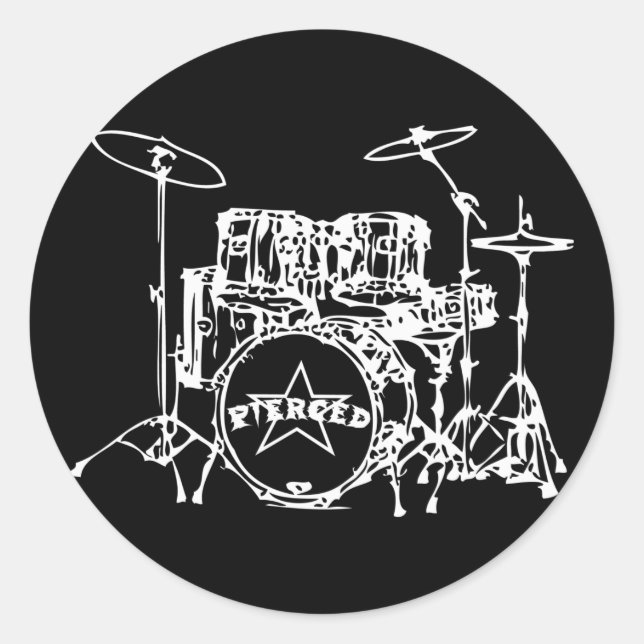 Drum Kit Runder Aufkleber (Vorderseite)