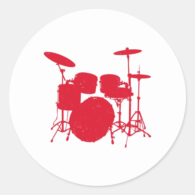 Drum Kit-Silhouette Runder Aufkleber (Vorderseite)