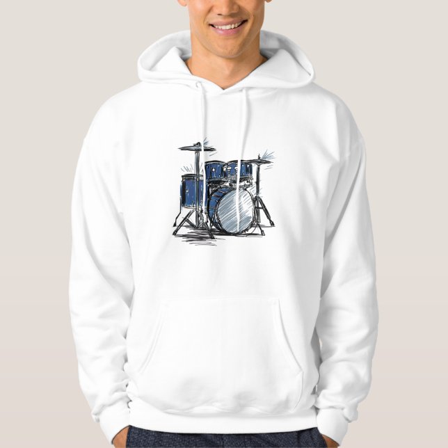 Drum Kit Sketch Music Hoodie (Vorderseite)