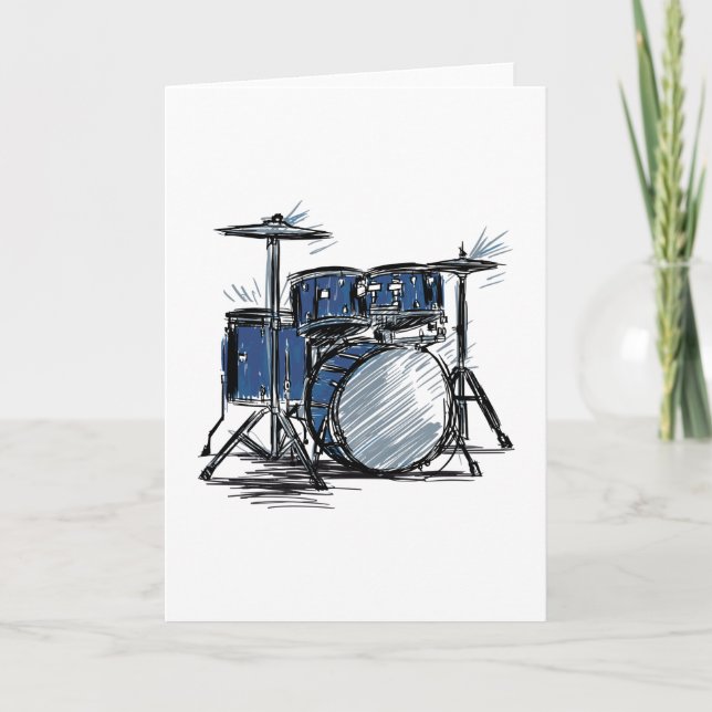 Drum Kit Sketch Music Karte (Vorderseite)