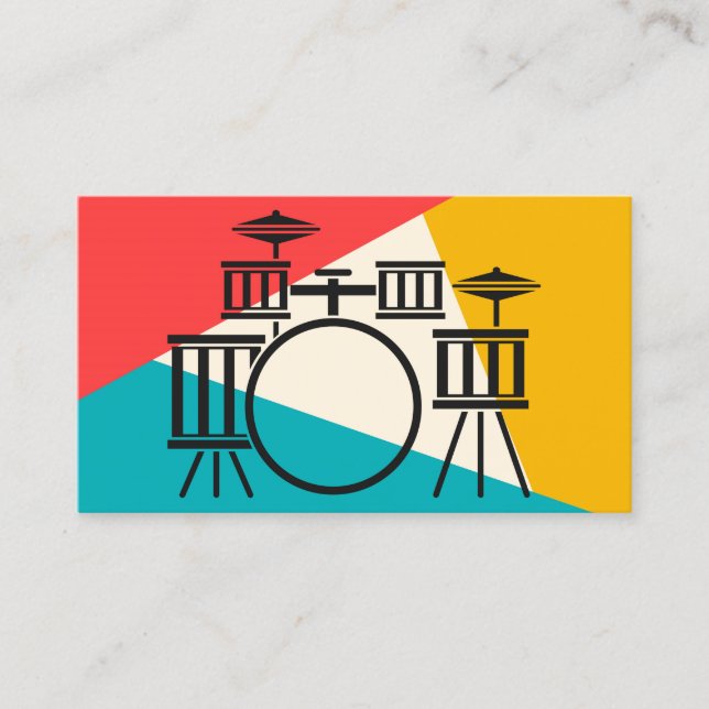Drum Kit Tri Color - Türkis Coral Gold Visitenkarte (Vorderseite)