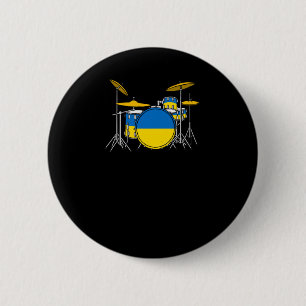 Drum Kit ukrainischer Flag Drummer Musiker Sticker Button