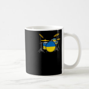 Drum Kit ukrainischer Flag Drummer Musiker Sticker Kaffeetasse