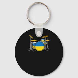 Drum Kit ukrainischer Flag Drummer Musiker Sticker Schlüsselanhänger