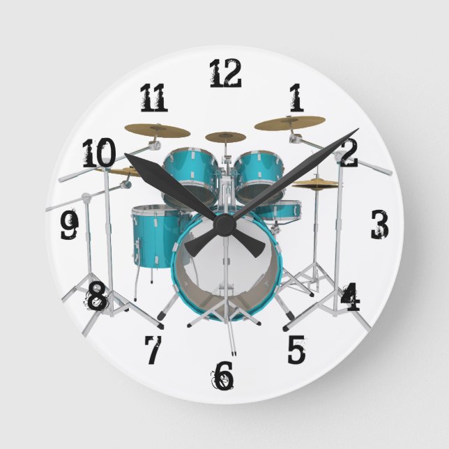 Drum Kit: Wall Clock Runde Wanduhr (Vorderseite)