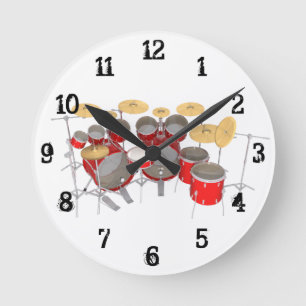 Drum Kit: Wall Clock Runde Wanduhr
