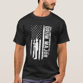 Drum Major American Flag Marching Band Drum Majors T-Shirt