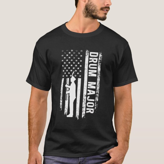 Drum Major American Flag Marching Band Drum Majors T-Shirt (Vorderseite)
