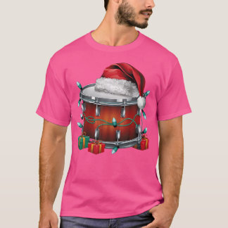Drum Musician Xmas Lighting Santa Musical Drum Chr T-Shirt