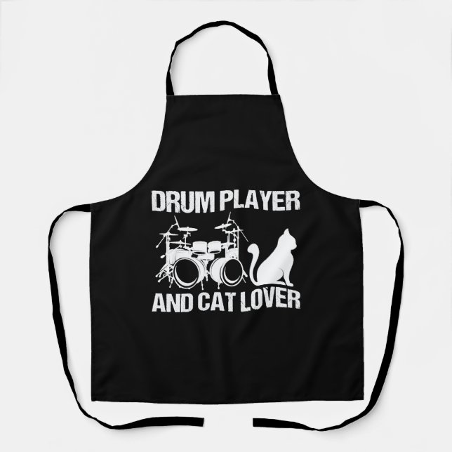 Drum Player And Cat Lover Drumming Musician Drums Schürze (Vorderseite)
