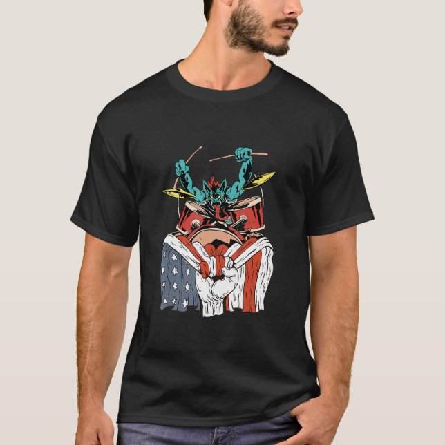 Drum Player with American Flag T-Shirt (Vorderseite)