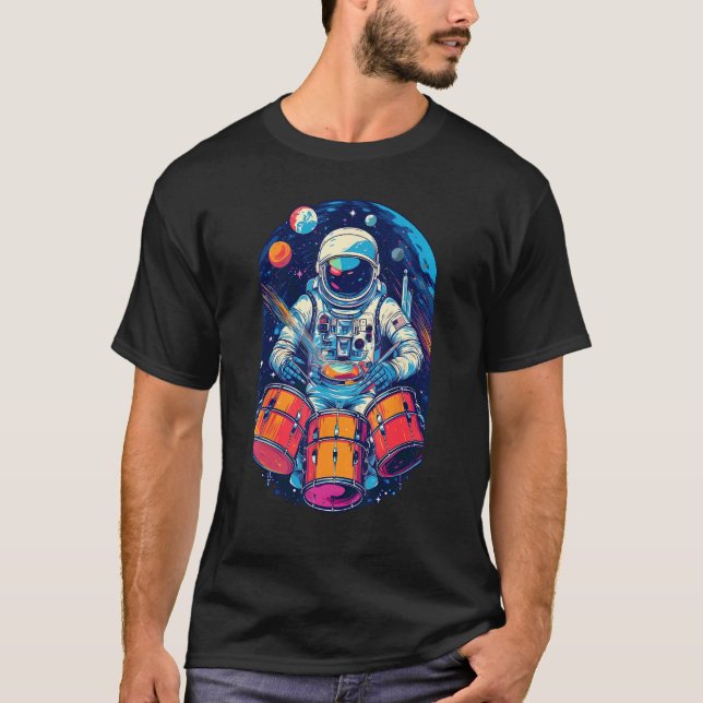 Drum Playing Astronaut Astronaut Drummer Boy Space T-Shirt (Vorderseite)