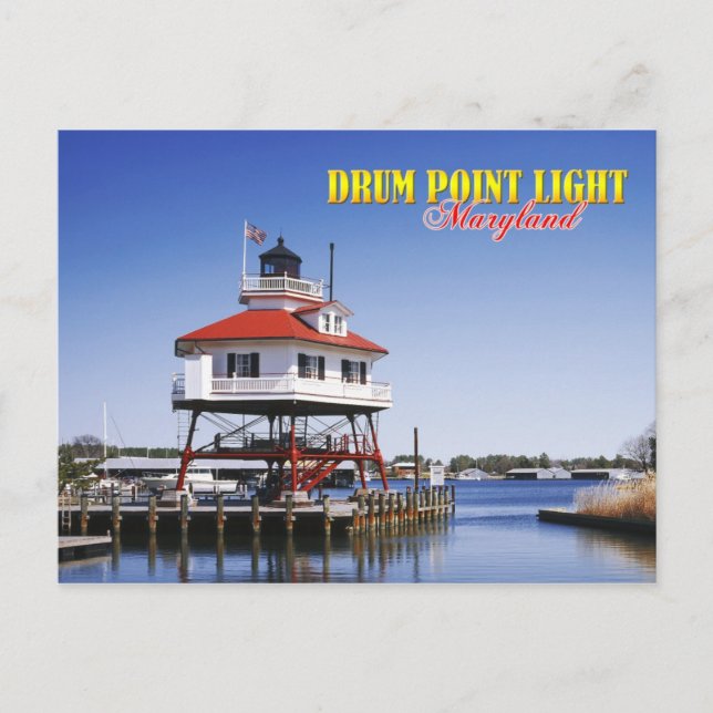 Drum Point Leuchtturm, Maryland Postkarte (Vorderseite)
