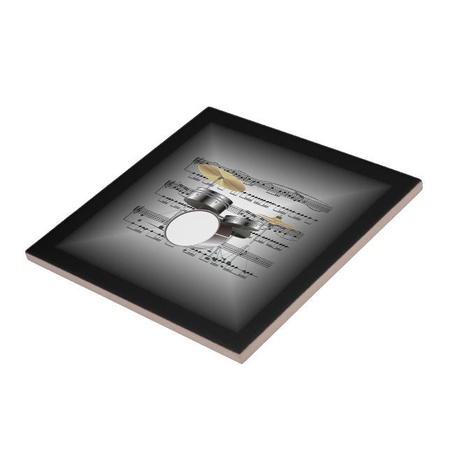 Drum-Set auf 3-D-Noten-Kissen-Silber & Black Fliese (Seite)